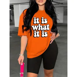 Printed Drop Shoulder T-Shirt Graphic Tees Women Tops
